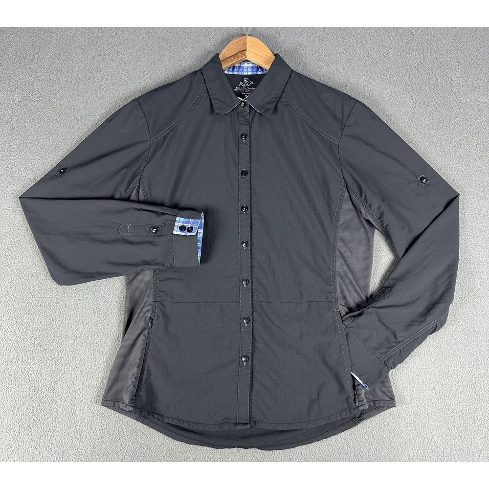 Kuhl Shirt Medium‎ Grey Sojourn Roll Tab Lightweight Performance Nylon Hiking
